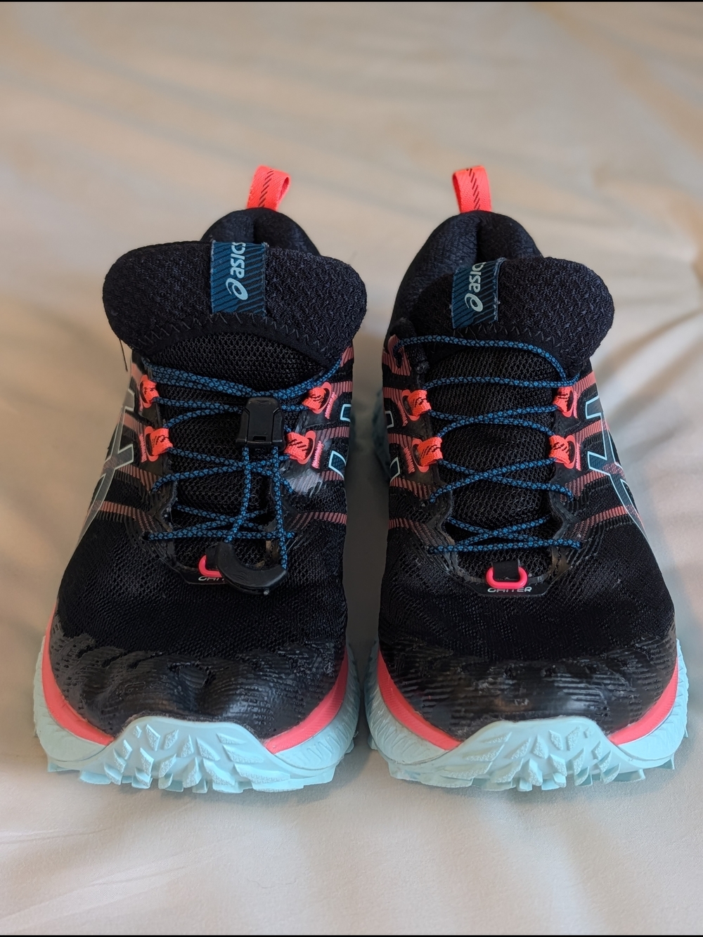 ASICS Trabuco Max Women’s 8.5 Trail Running Shoes Black Coral Blue